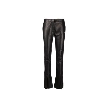 OFF-WHITE Corporate Logo-print Leather Trousers