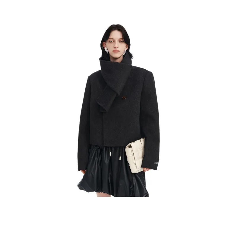 Self Who Scarf Collar Coat Women's-10