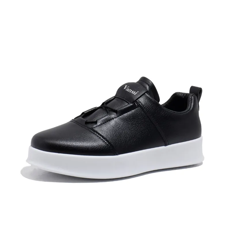 VANSSI Low Top Black Casual Sports Skateboard Shoes Men's-6