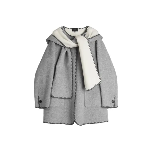 ELLE Double-Sided Woolen Coat Women's Light Gray