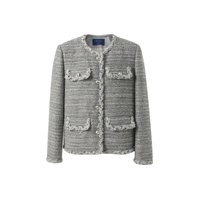 3COLOUR Cropped Coat Women's Stone Gray-0