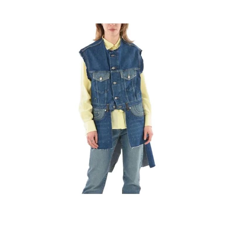 Maison Margiela Longline Asymmetric Denim Vest-0
