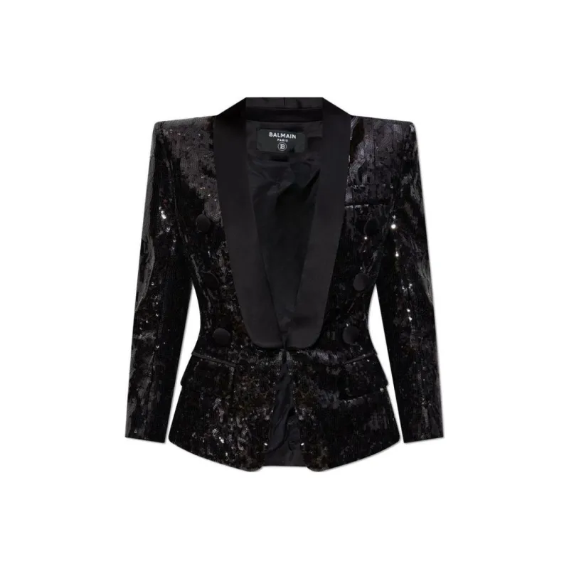 BALMAIN Sequinned Collared Blazer-0