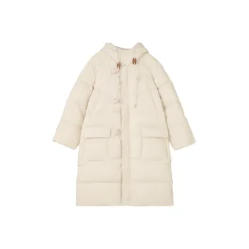 Fstudio Fall And Winter Korean Style 90 Fill Power White Duck Down Ox Horn Button Down Jacket Coat Women's Apricot