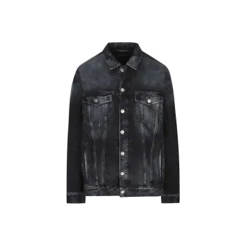 Balenciaga FW22 Denim Jacket Loose Fit Style Women's Black