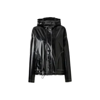 III VIVINIKO x SHEJISHI Leather Jacket Women's Black