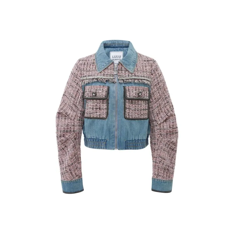 LULUALWAYS Denim Jacket Women's Pink-0