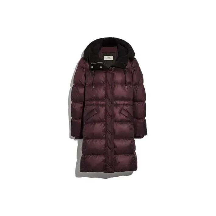 COACH Puffer Jacket Women's Burgundy-0