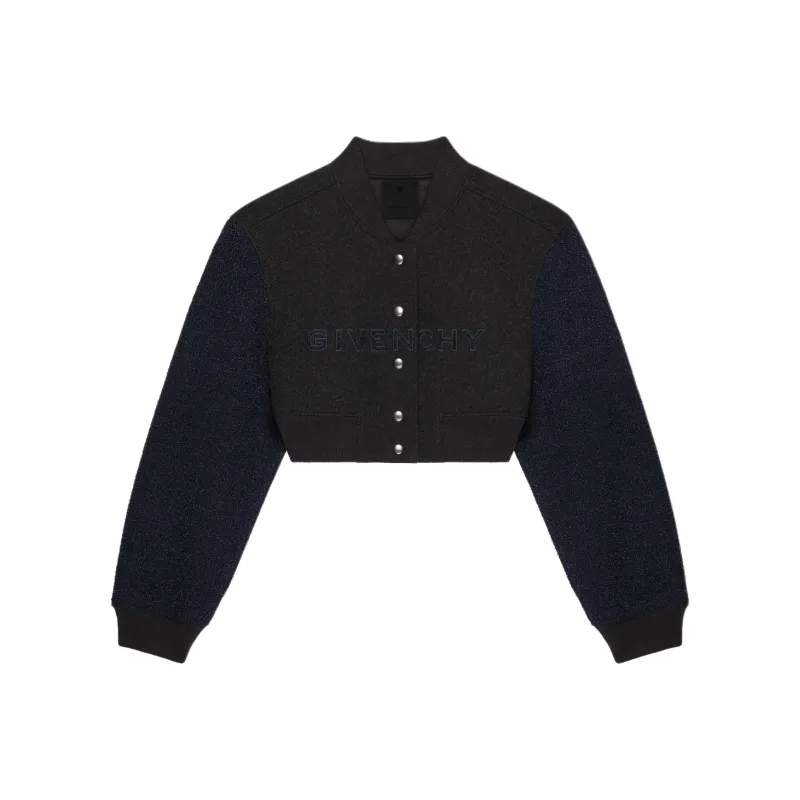 Givenchy Logo Detailed Cropped Varsity Jacket-0