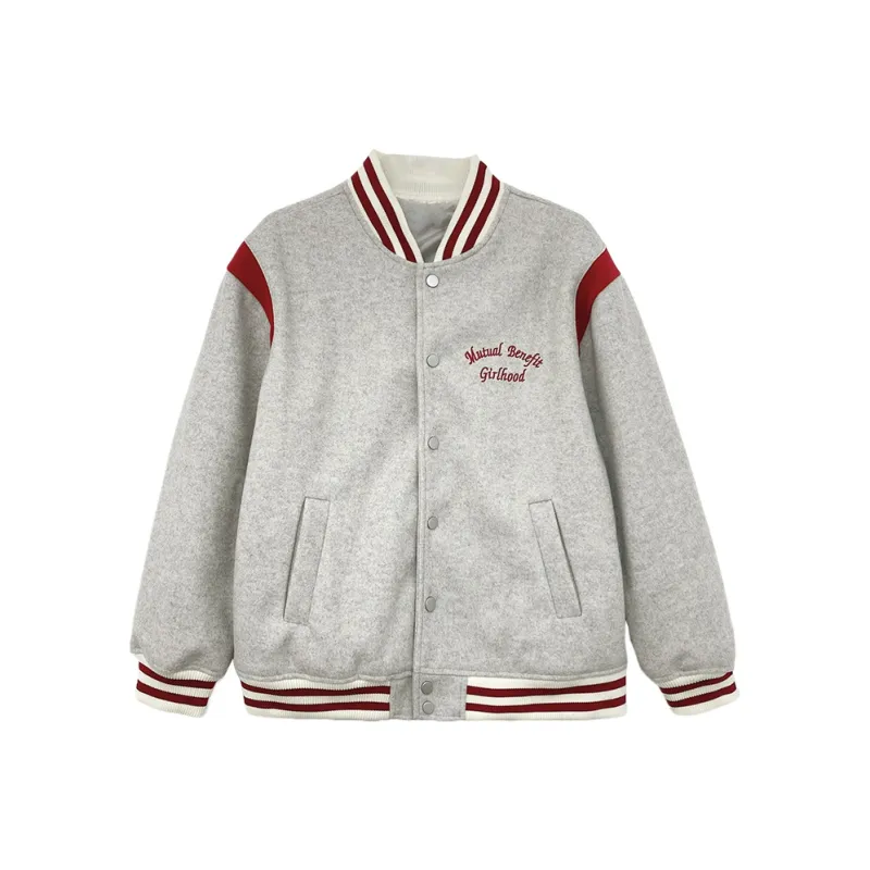 Icicofficial Baseball Jacket Women's Oat Collision Burgundy-7