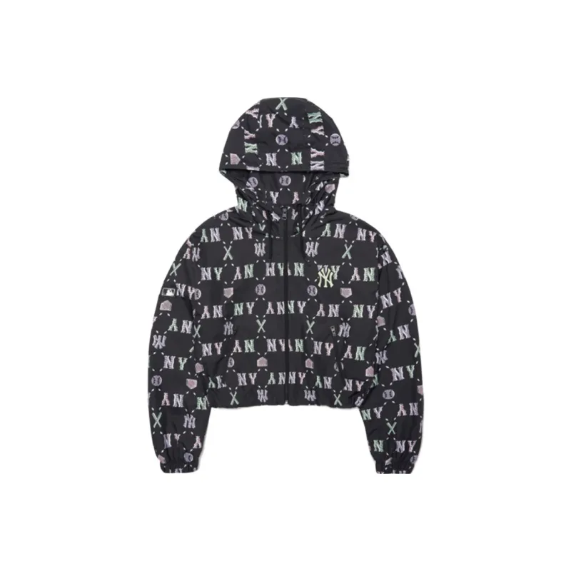 MLB Base Logo Windproof Windbreaker Jacket Women's Black-0