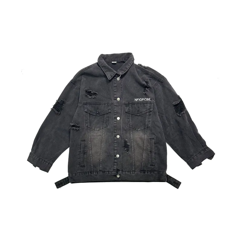 YINLEI Denim Jacket Unisex Black-0