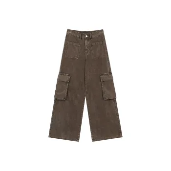 ELF SACK Corduroy Vintage High Rise Casual Cargo Pants Women's