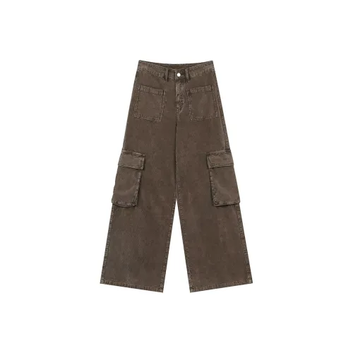 ELF SACK Corduroy Vintage High Rise Casual Cargo Pants Women's