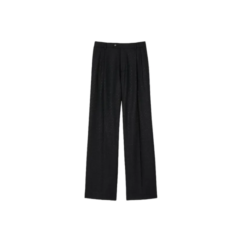 Sandro Herringbone Rhinestone embellished Straight Trousers-0