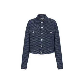 BALMAIN Monogram print Denim Jacket
