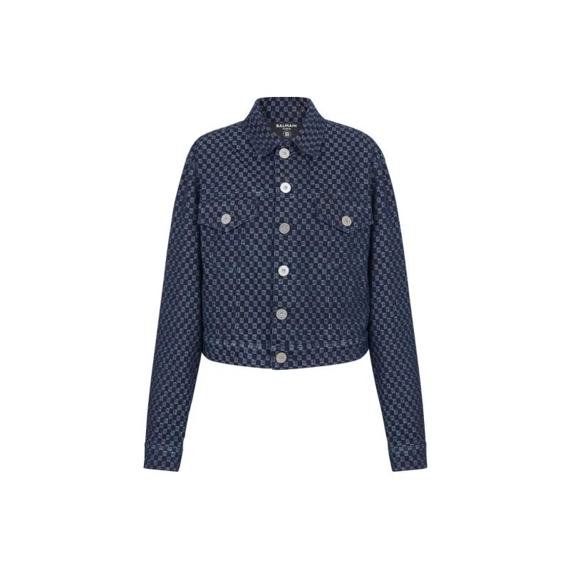 BALMAIN Monogram print Denim Jacket-0