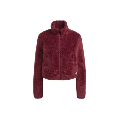 Adidas Originals Essentials+ Fluffy Teddy Velvet Jackets Women's Contour Red