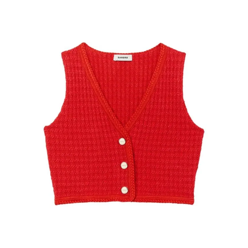 Sandro SS23 CNY Of Rabbit Vests Women's Red-0