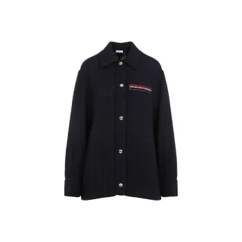 THOM BROWNE RWB Striped Tweed Button Up Blazer