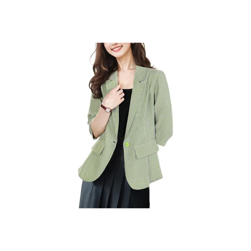 Wbwq Business Suit Women's Green Small Plaid-0