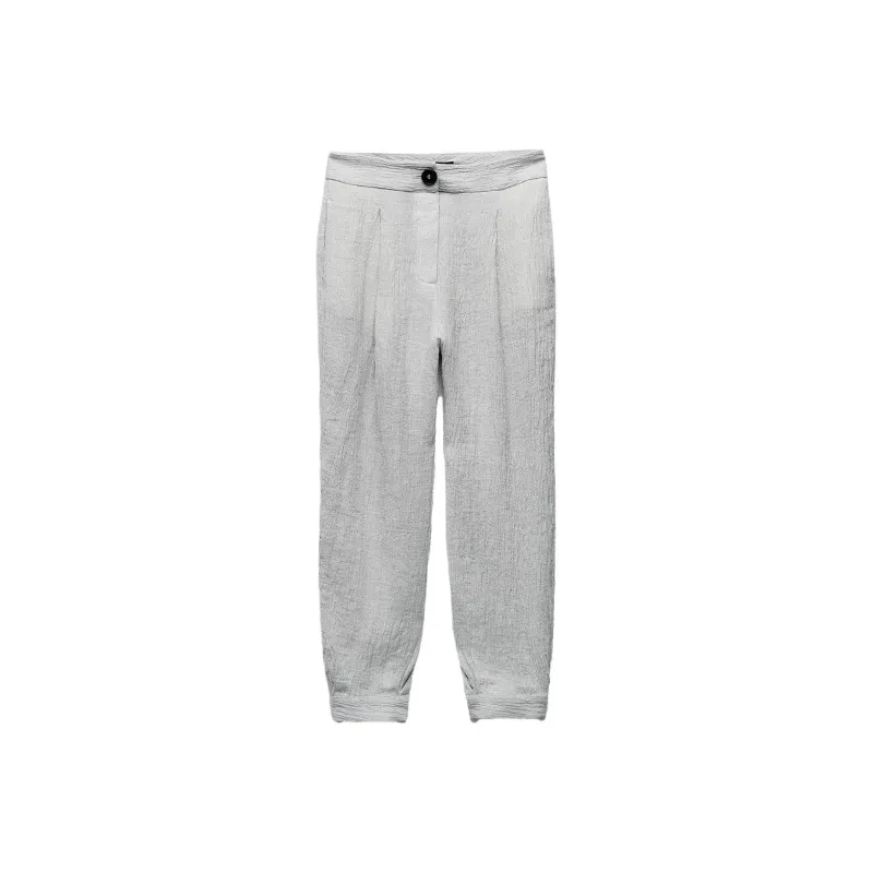 ZARA Casual Pants Women's Zebra Print Gray-0