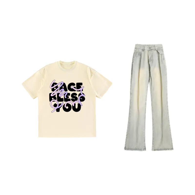 BAGE Casual Sportswear Unisex White Black Jeans-24