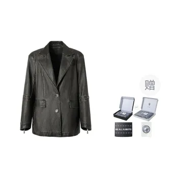 BE ALL KABUTO Leather Jacket Women's Black Coffee