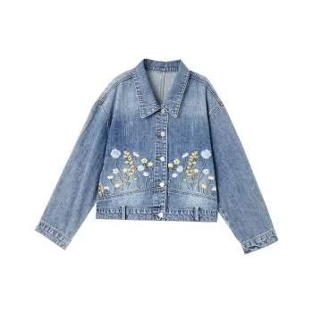 OUNIXUE Denim Jacket Women's Blue