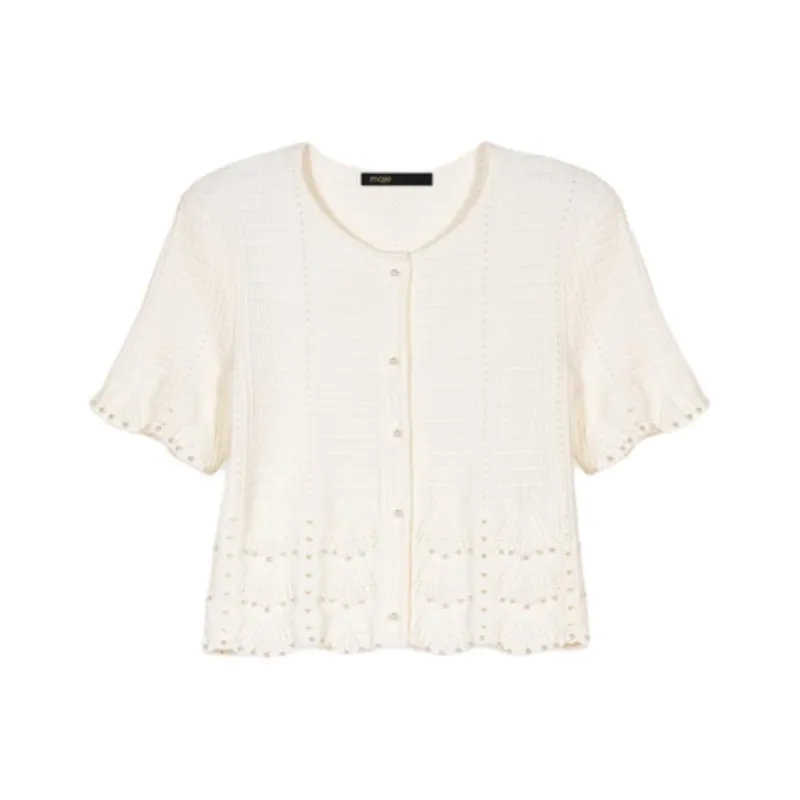 Maje Faux pearl Detailed Top-0