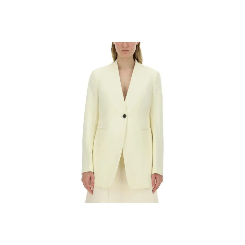 JIL SANDER Compact Wool Grain De Poudre Jacket 'Ecru'-0