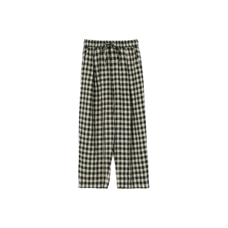 TOUCH MISS Casual Pants Women's Black Beige Plaid-0