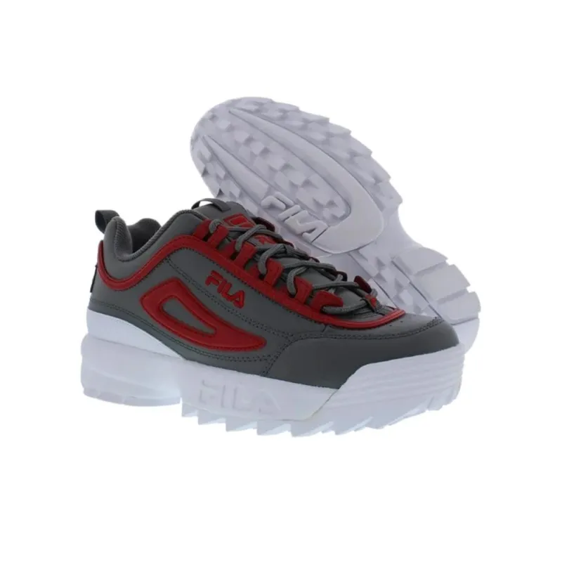 FILA DISRUPTOR II PREMIUM Anti Slip Wear Resistant Low Top Casual Shoes Men's Gray Red-3