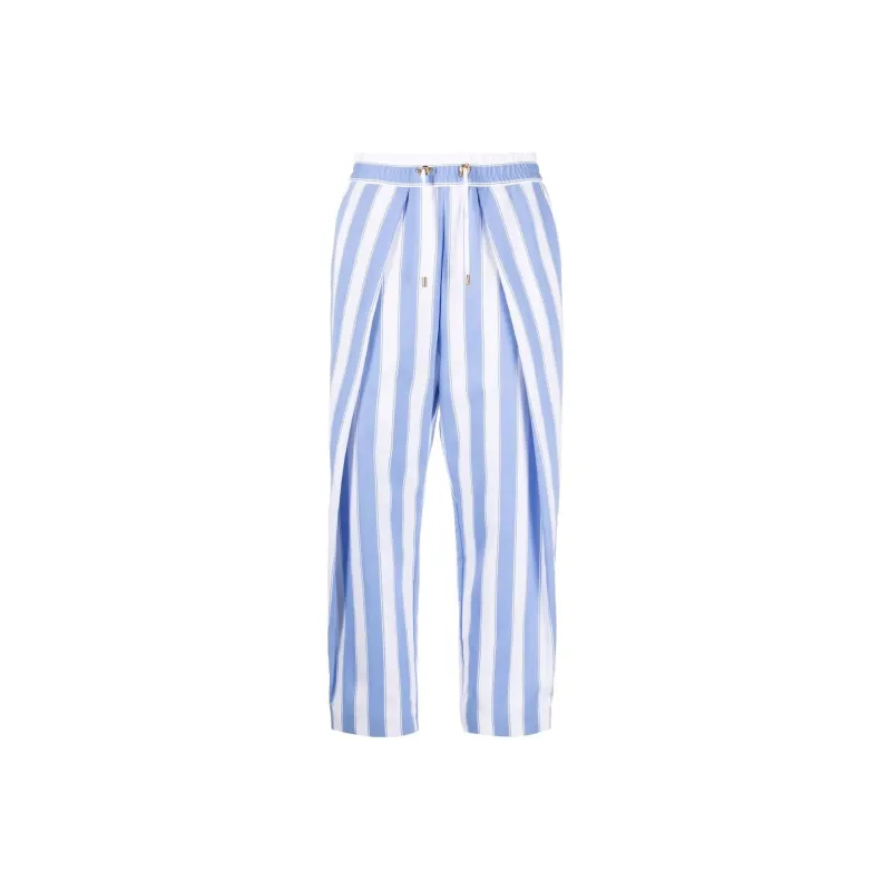 BALMAIN Bicolor Striped Harem Pants 'Blanc/Bleu Pale'-0