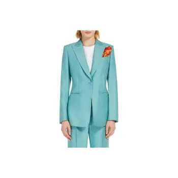 MaxMara Avoriaz Collection Single Breasted Blazer In Wool And Silk Duchess Business Suits Coats Women's Green