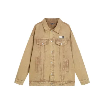 KUNZHUDAXIANG Denim Jacket Unisex Ginger Coffee