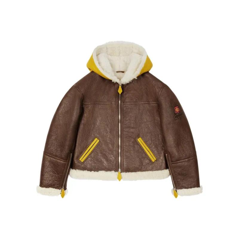 KENZO FW22 Leather Jackets Coats Women's Brown-0