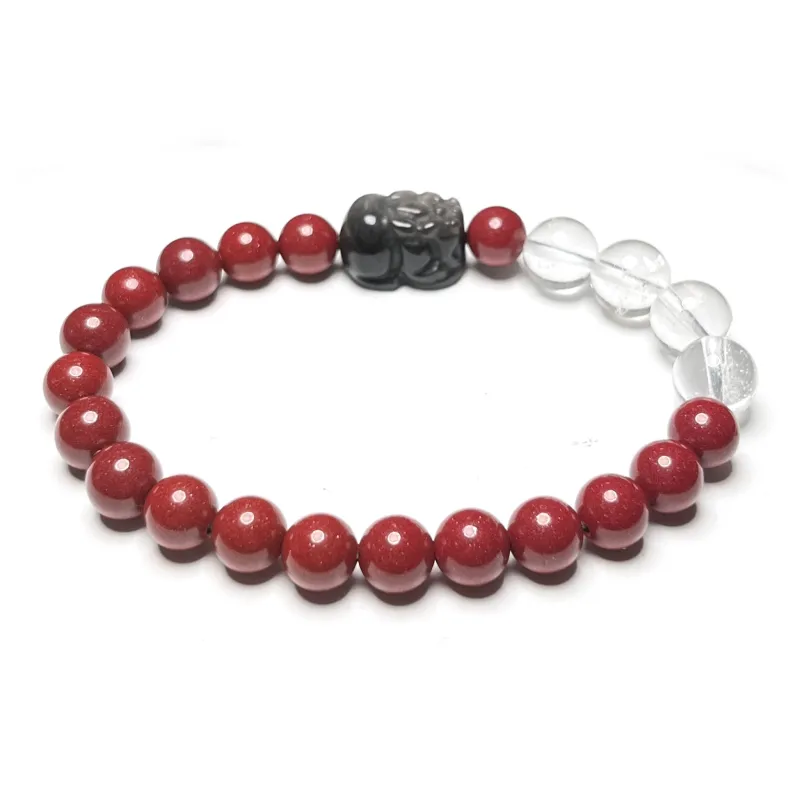 CUIJING Reconstructed Cinnabar Textile Beaded Bracelet Unisex-3