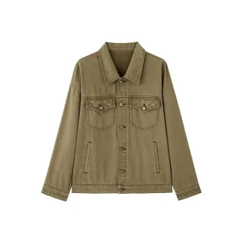 Luqingyi Denim Jackets Women's Vintage Brown
