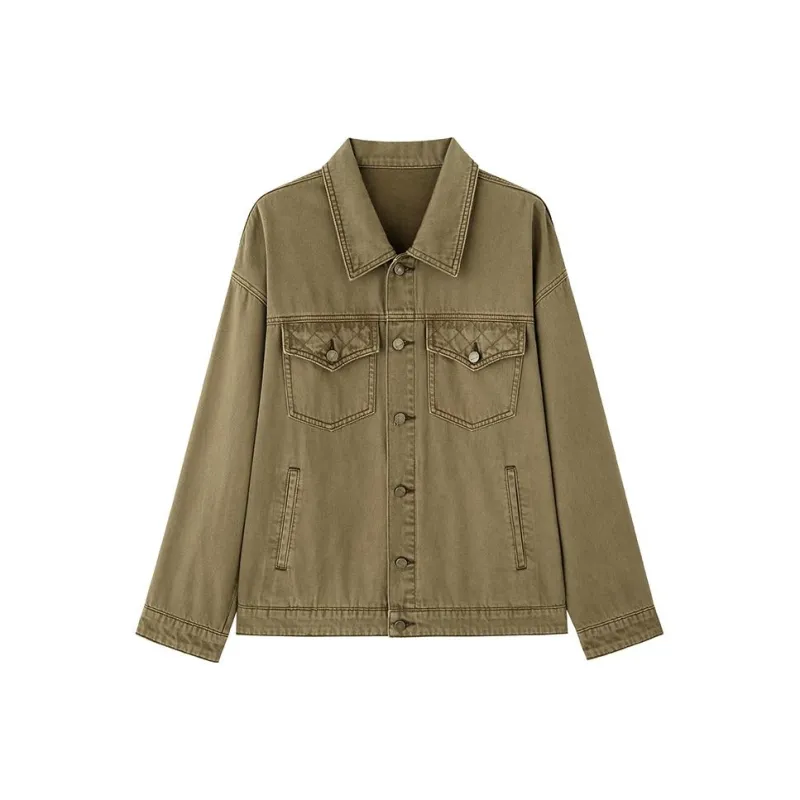 Luqingyi Denim Jackets Women's Vintage Brown-0