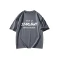 Dark Gray Short-Sleeved Shirt with White Letter Combination