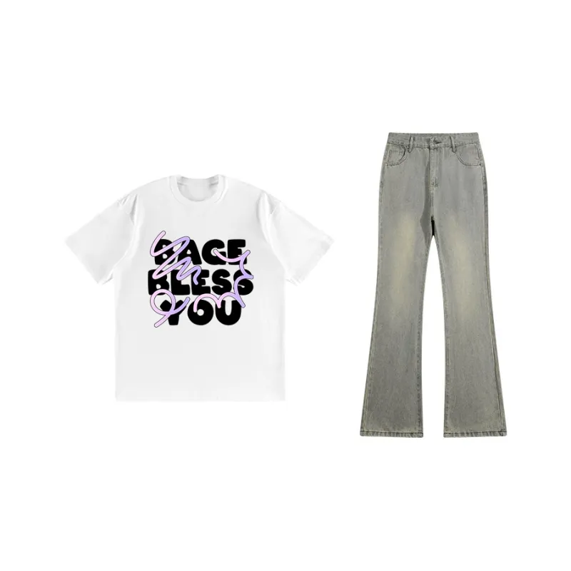 BAGE Casual Sportswear Unisex White Black Jeans-8