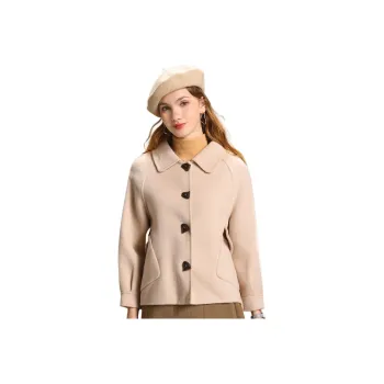 FENHONGMALI Coats Women's Beige
