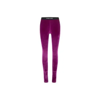 TOM FORD Logo waist Velvet Leggings