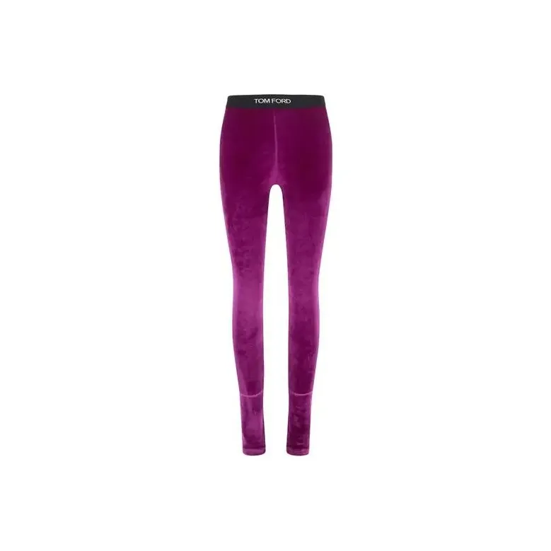 TOM FORD Logo waist Velvet Leggings-0