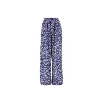Balenciaga Allover Logo Print Wide-Leg Trousers