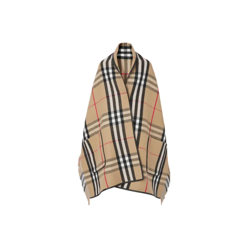 Burberry Check Fringed Cape-0
