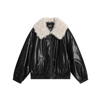 ELF SACK Cropped Coat Women's Urban Chic Style Bright Black