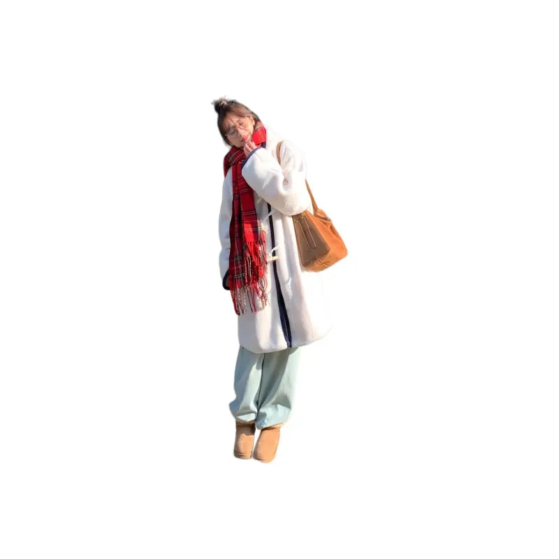 INSLIISA Coats Women's Cheese White-0