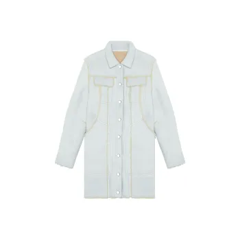 DIESEL Leather Jackets Women's Light Gray